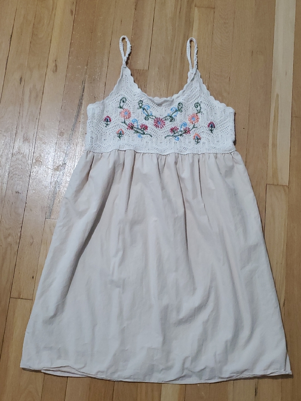 White Crocheted Floral Bodice Summer Dress